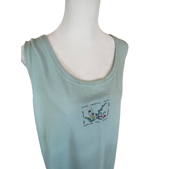 Maxi Tank Cotton Sleeveless Light Green Scoop Neck Grannycore Dresss Sz XL - Picture 4 of 7